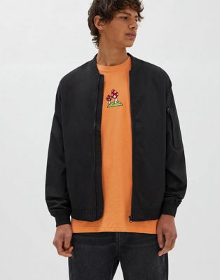 Pull&Bear bomber jacket in black