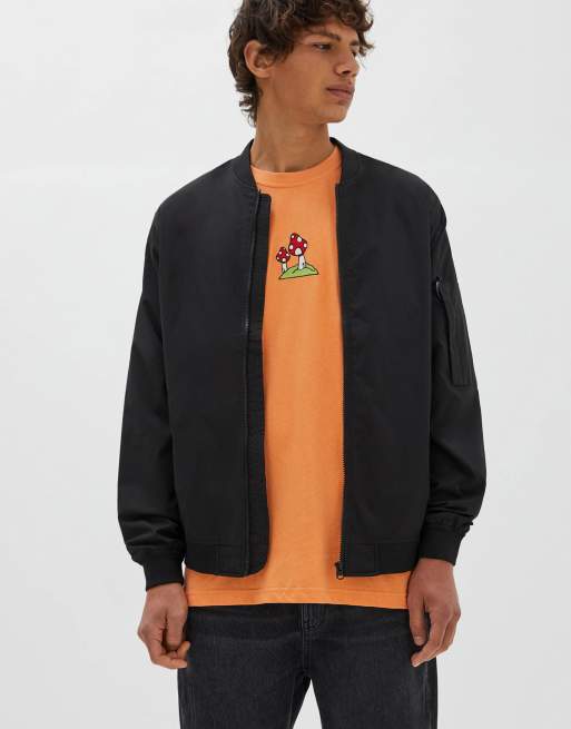 Pull&Bear bomber jacket in black ASOS