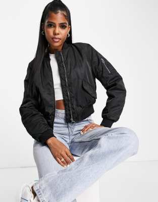 Pull&Bear bomber jacket in black - ASOS Price Checker