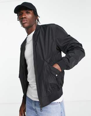 Pull and bear black bomber jacket sale