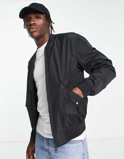 Blue jeans black bomber sales jacket