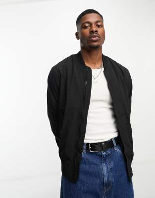 Pull & Bear bomber jacket in black