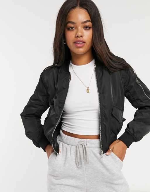 Pull Bear bomber jacket in black ASOS