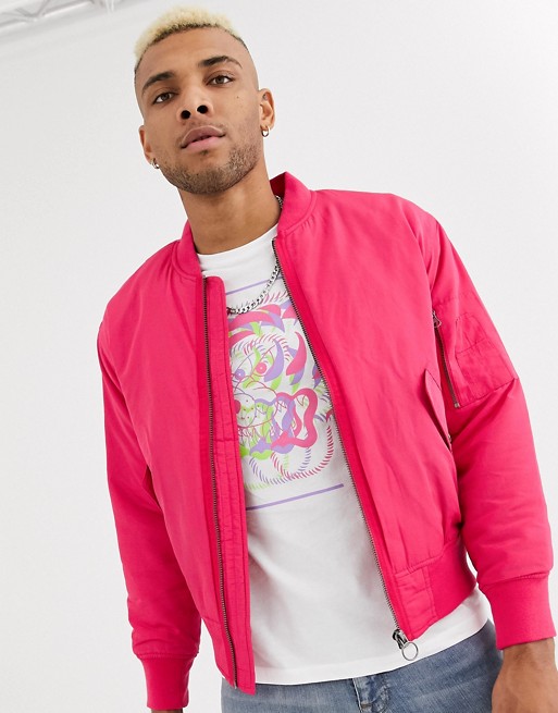 Pull&Bear bomber jacket in bright pink