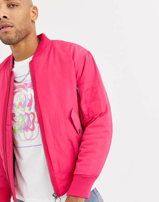 Bright pink deals bomber jacket