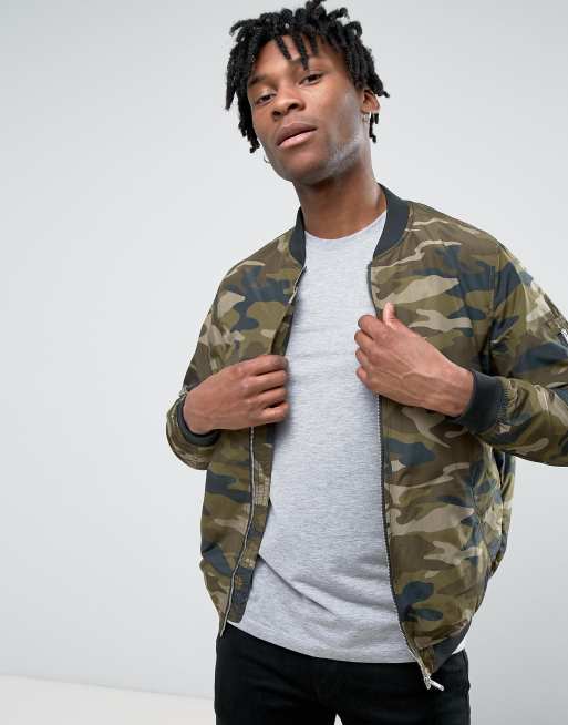 Pull&Bear Bomber Jacket In Camouflage Print | ASOS