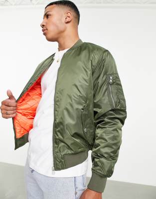 Pull Bear Bomber Jacket In Khaki green ModeSens