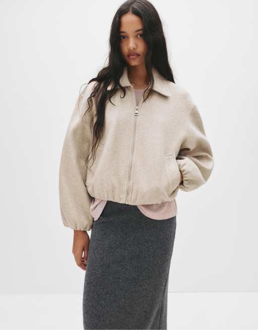 Pull&Bear - Bomber morbido color sabbia