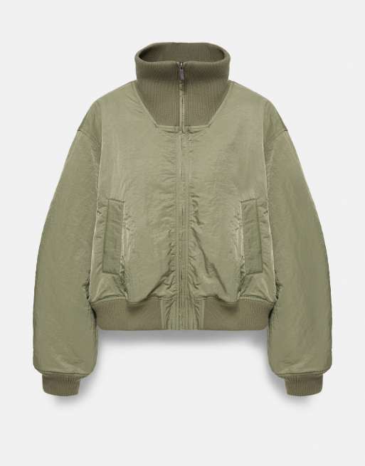 Pull&Bear bomber oversize à col montant kaki, 5 de 7