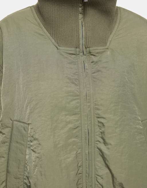 Pull&Bear bomber oversize à col montant kaki, 6 de 7