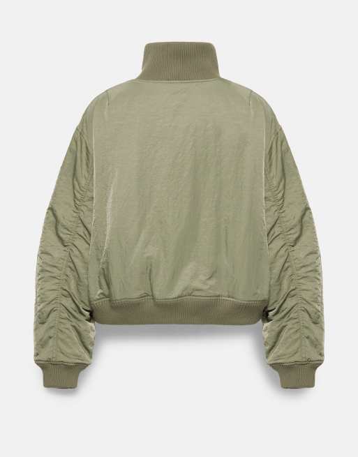 Pull&Bear bomber oversize à col montant kaki, 7 de 7