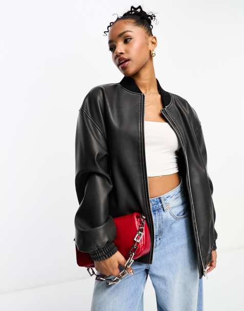 Veste en cuir online femme asos