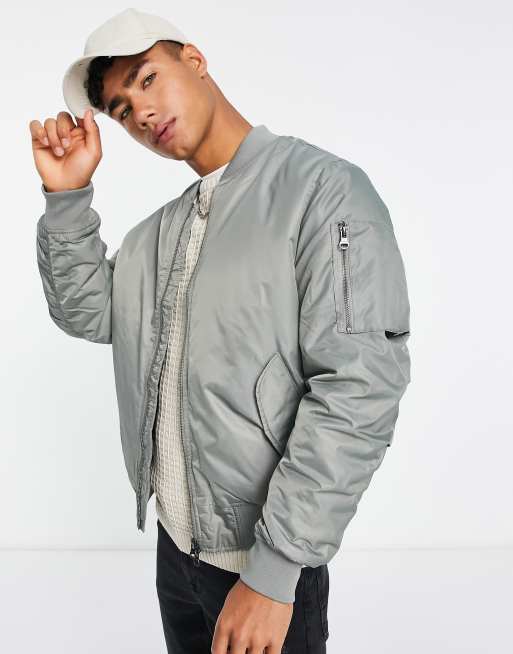 Pull&Bear Bomber rembourré Gris ASOS