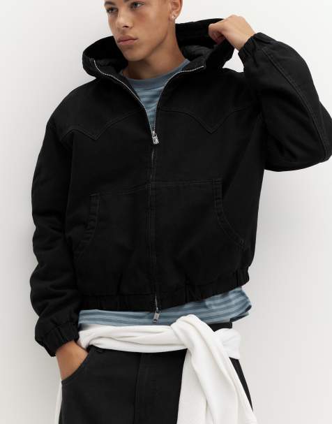 Pull&Bear bomberjacka med huva i svart - view 1