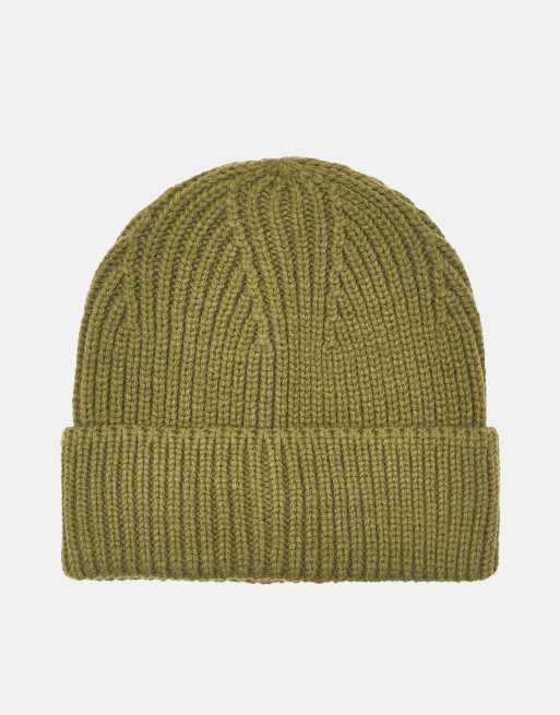Pull&Bear bonnet en grosse maille couleur kaki, 3 de 5