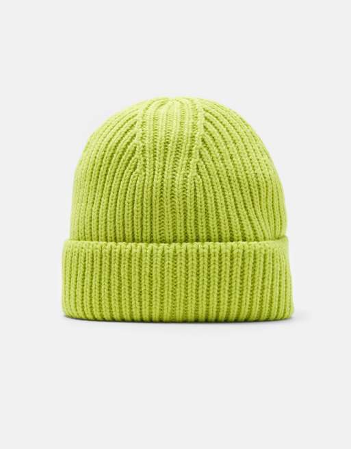 Pull&Bear bonnet en grosse maille vert citron, 3 de 6