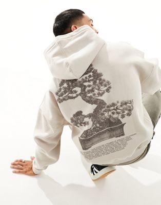 Pull&Bear bonsai tree hoodie in white