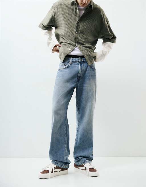 Pull&Bear bootcut jeans in middenblauw, 4 van 7