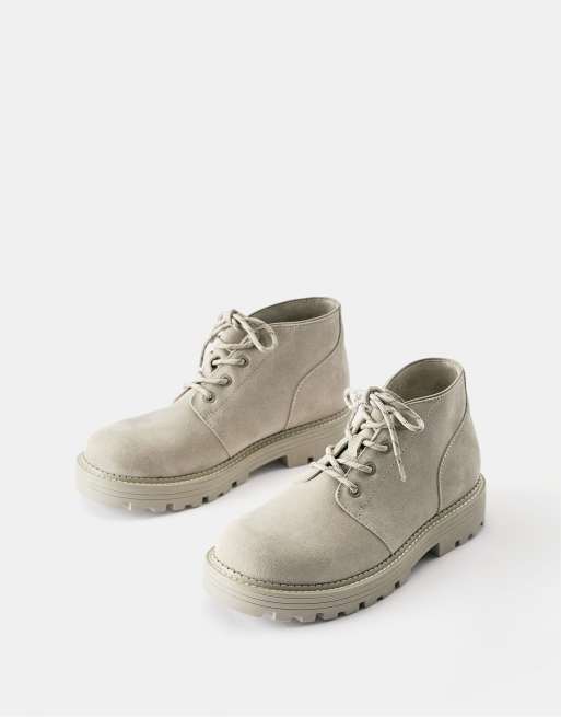 Pull&Bear boots med snörning i naturvit, 2 av 4