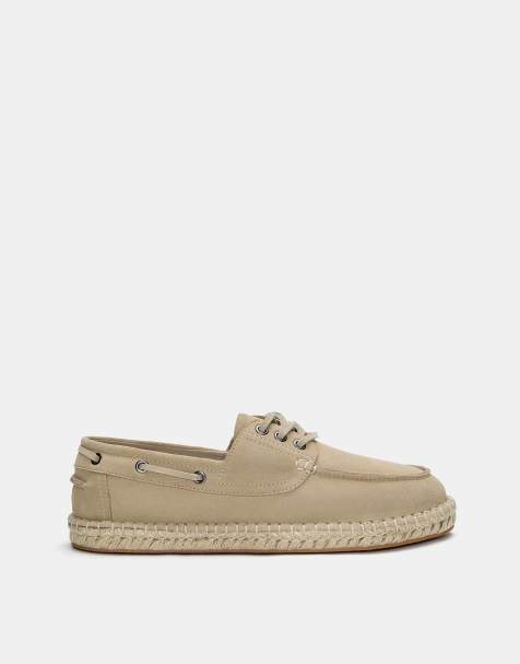 Pull&Bear – Bootschuhe aus Leder in Ecru - view 1