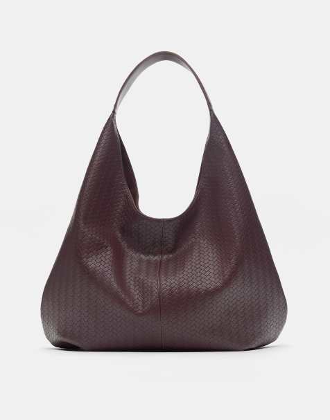 Pull&Bear - Bordeaux shoppertaske med vævet effekt - view 1