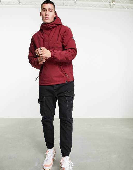 Pull&Bear – Bordowa kurtka wiatrówka zakładana przez głowę, 2 z 4