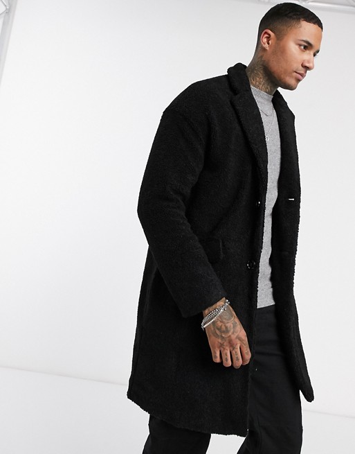 Pull&Bear borg long coat in black