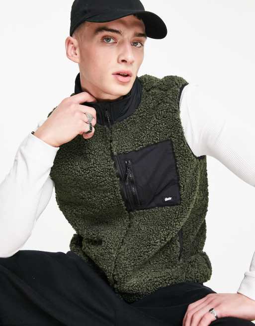 Pull&Bear borg vest in khaki