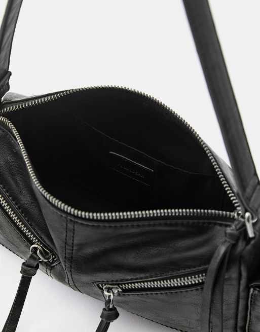 Pull&Bear borsa a spalla con dettagli zip nera, 4 di 4