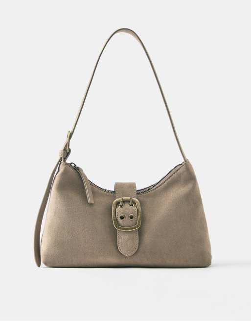 Pull&Bear borsa a spalla con fibbia color tortora
