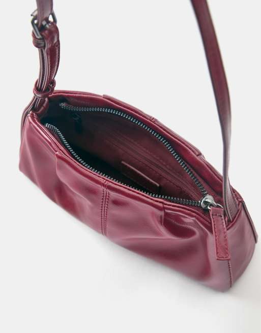Pull&Bear borsa a spalla plissettata rossa, 4 di 4