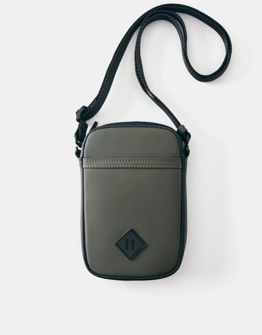 Pull&Bear borsa a tracolla gommata color cachi, 1 di 5