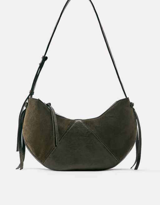 Pull&Bear borsa a tracolla in materiale misto color kaki, 1 di 6