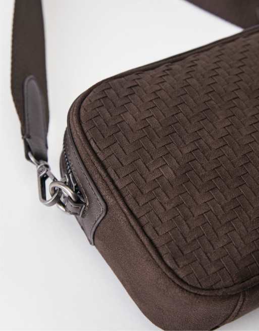Pull&Bear borsa a tracolla intrecciata marrone, 4 di 5