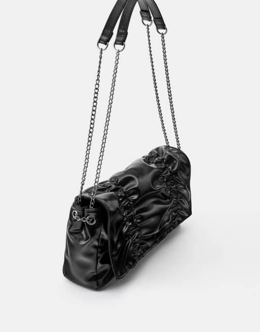 Pull&Bear borsa da spalla arricciata nera, 2 di 5
