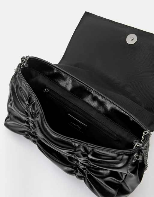 Pull&Bear borsa da spalla arricciata nera, 5 di 5