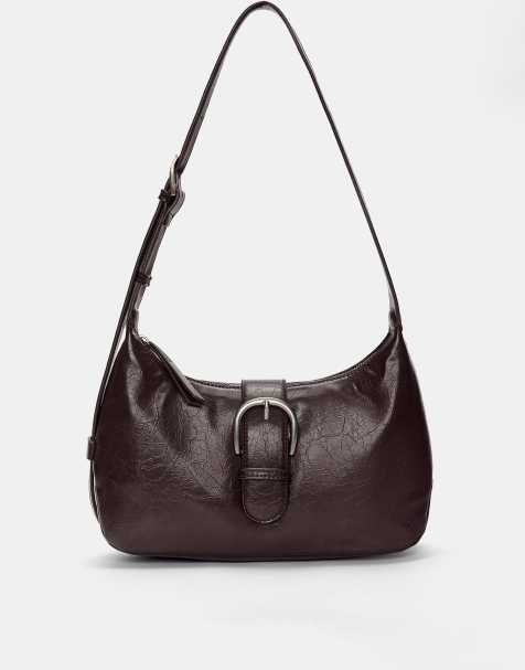 Pull&Bear - Borsa da spalla marrone con fibbia - view 1