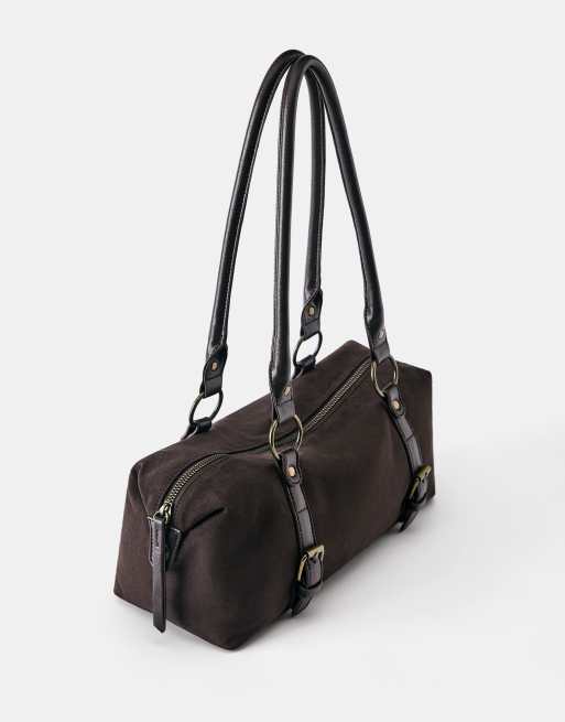 Pull&Bear - Borsa da spalla marrone con fibbie, 2 di 4