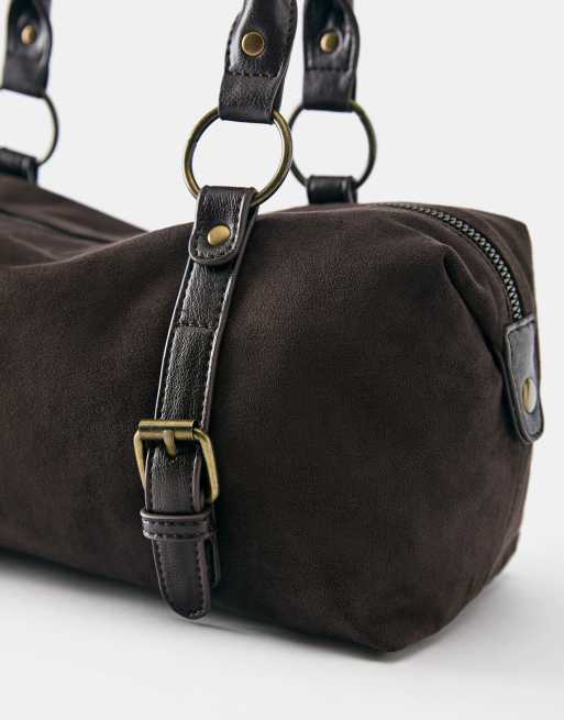 Pull&Bear - Borsa da spalla marrone con fibbie, 3 di 4