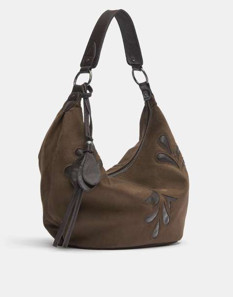 Pull&Bear - Borsa da spalla marrone decorata con frange - view 1