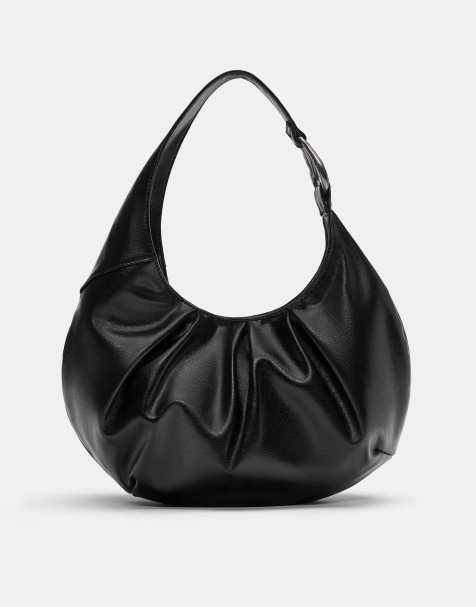 Pull&Bear - Borsa da spalla nera con anello - view 1