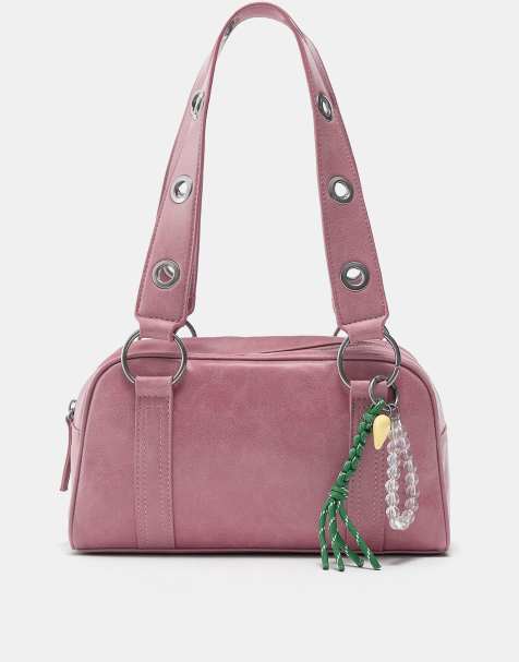 Pull&Bear - Borsa da spalla rosa con decorazione - view 1