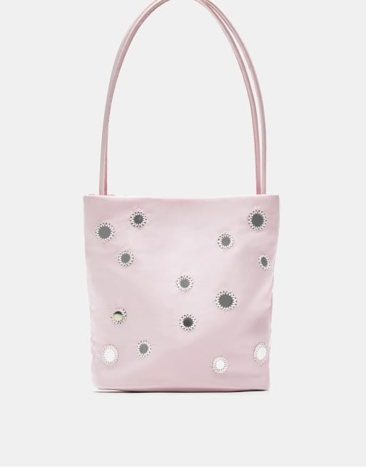 Pull&Bear - Borsa da spalla rosa con dettaglio a specchio