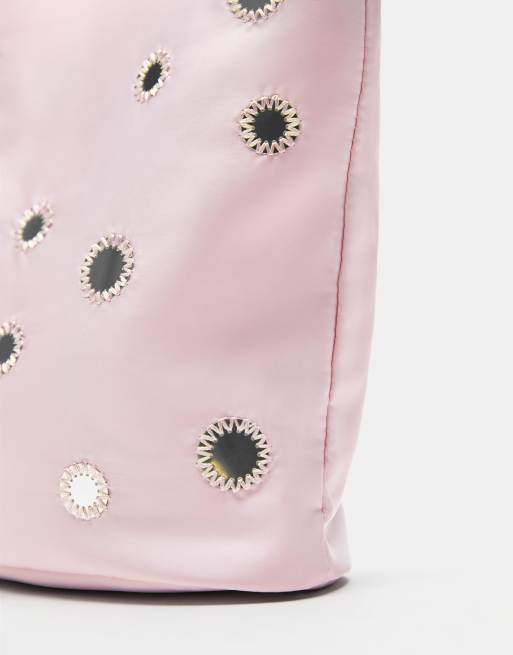 Pull&Bear - Borsa da spalla rosa con dettaglio a specchio, 2 di 3