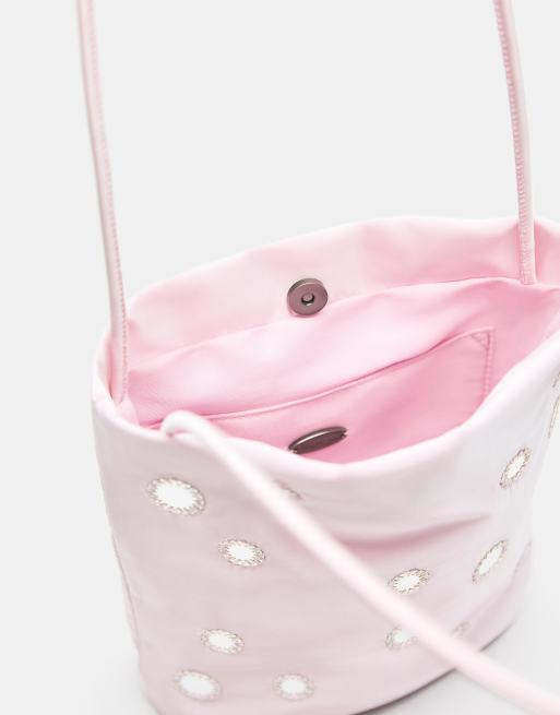 Pull&Bear - Borsa da spalla rosa con dettaglio a specchio, 3 di 3