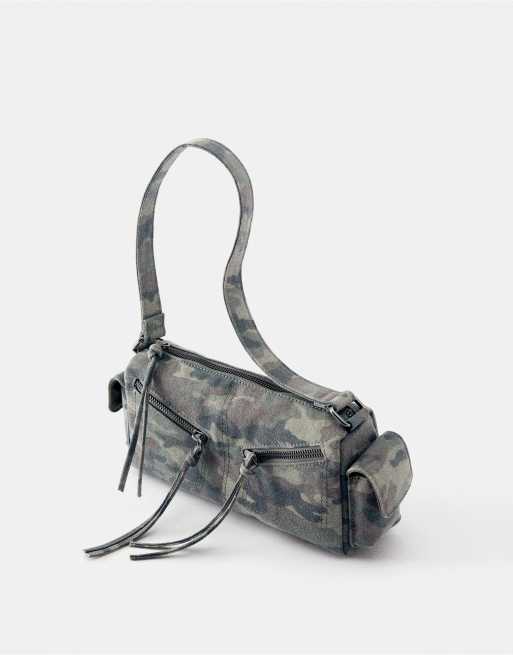 Pull&Bear borsa da spalla stampata multitasche color khaki, 2 di 5