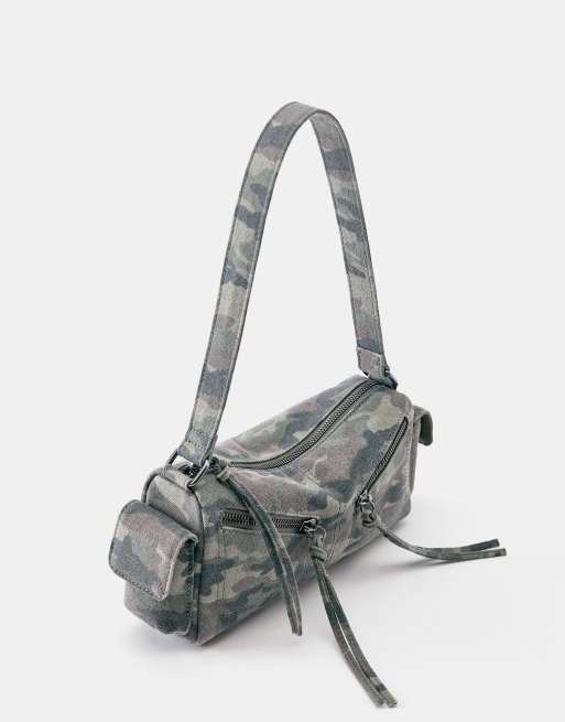 Pull&Bear borsa da spalla stampata multitasche color khaki, 4 di 5