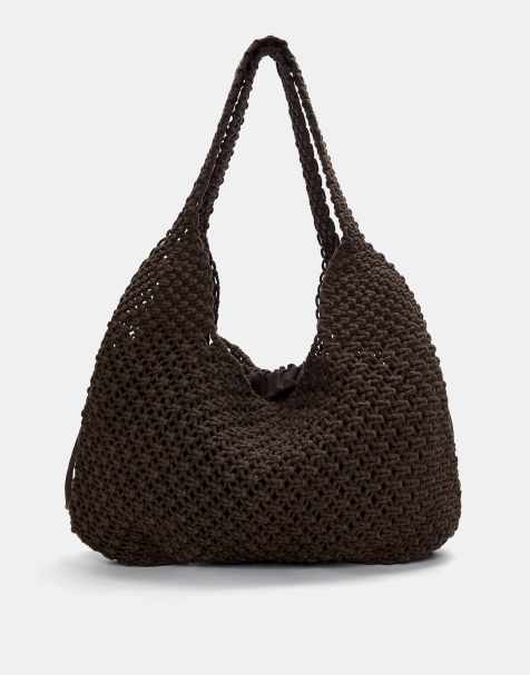 Pull&Bear - Borsa shopper all'uncinetto marrone - view 1