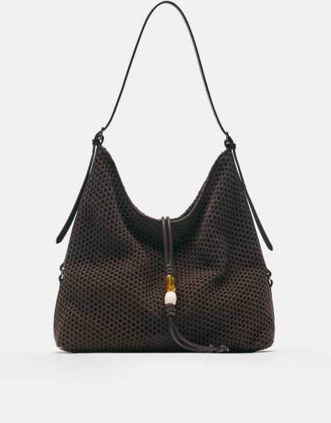 Pull&Bear - Borsa shopper marrone decorata - view 1