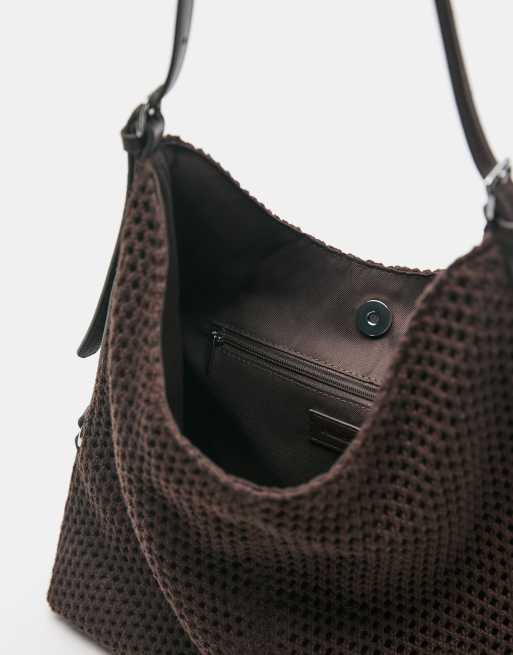 Pull&Bear - Borsa shopper marrone decorata, 4 di 4